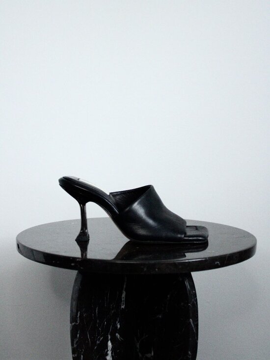 Miista Shoes - Miista Miri Mules Womens 36 Black Leather Square Toe Slip On Designer Y2K